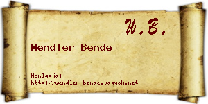 Wendler Bende névjegykártya